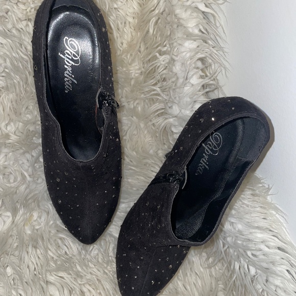 Paprika black stiletto platform bootie zipper sexy heels women’s size 5.5 - Picture 8 of 8